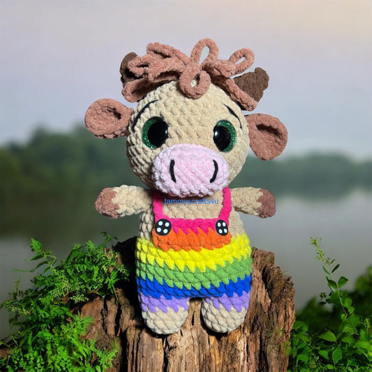 Crochet Cow-Highland Rainbow