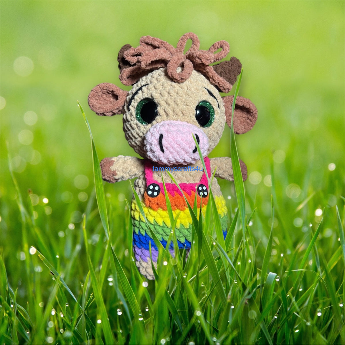 Crochet Cow-Highland Rainbow